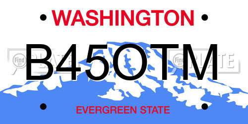 B45OTM Washington License Plate