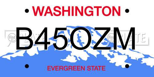 B45OZM Washington License Plate