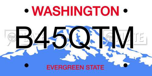 B45QTM Washington License Plate