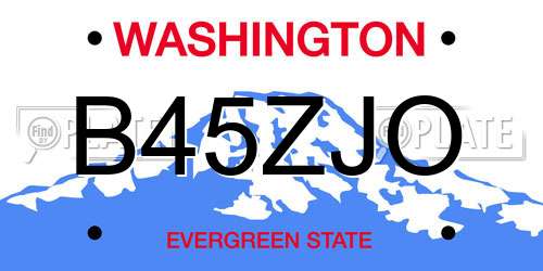 B45ZJO Washington License Plate
