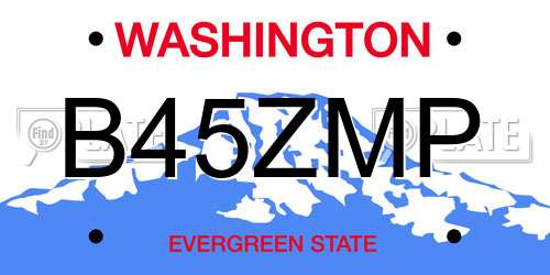 B45ZMP Washington License Plate