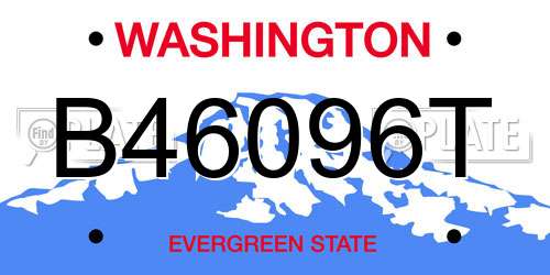 B46096T Washington License Plate