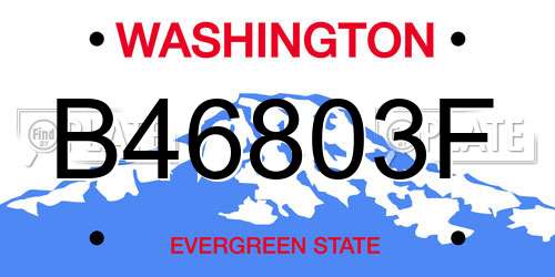 B46803F Washington License Plate