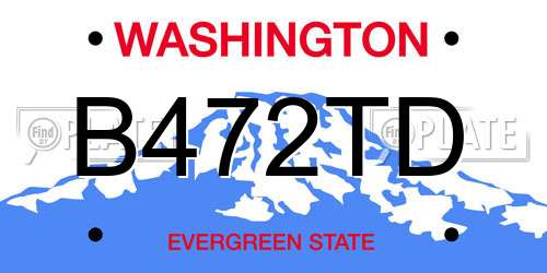 B472TD Washington License Plate