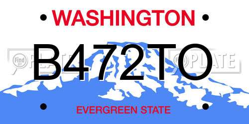 B472TO Washington License Plate