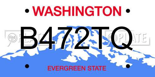 B472TQ Washington License Plate