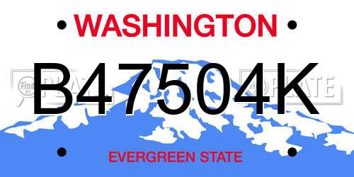 B47504K Washington License Plate