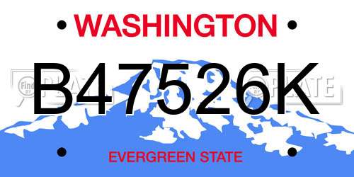B47526K Washington License Plate