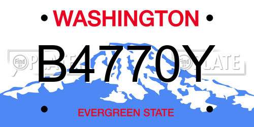B4770Y Washington License Plate
