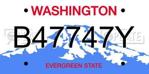 B47747Y Washington License Plate