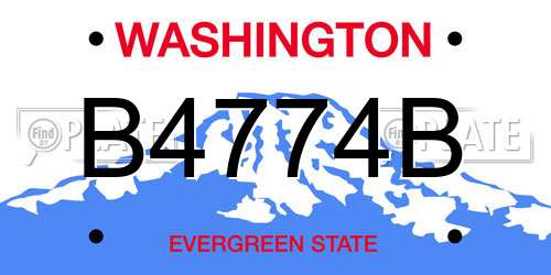 B4774B Washington License Plate