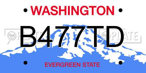 B477TD Washington License Plate