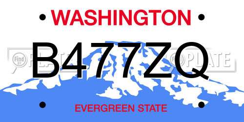B477ZQ Washington License Plate