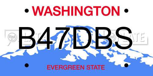 B47DBS Washington License Plate