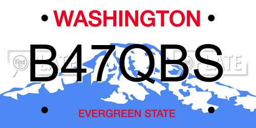 B47QBS Washington License Plate