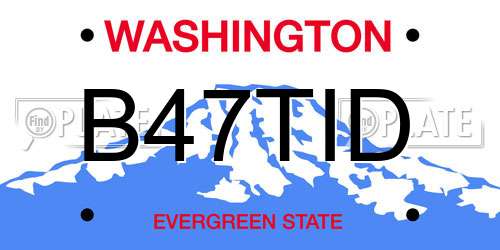 B47TID Washington License Plate
