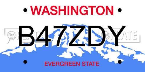 B47ZDY Washington License Plate