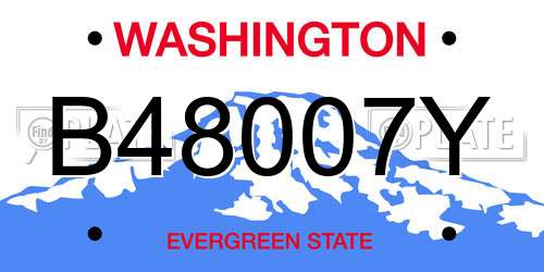 B48007Y Washington License Plate