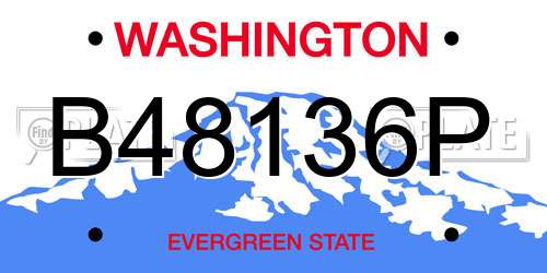 B48136P Washington License Plate
