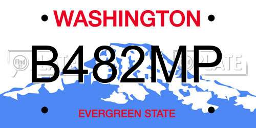 B482MP Washington License Plate