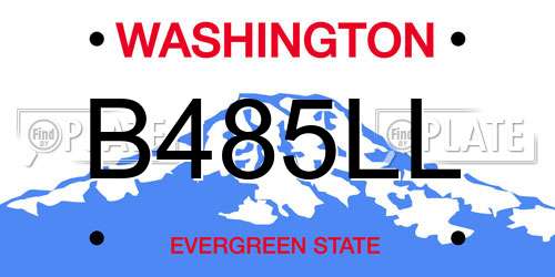 B485LL Washington License Plate
