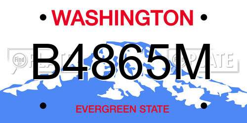 B4865M Washington License Plate