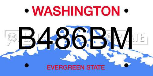 B486BM Washington License Plate