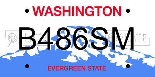B486SM Washington License Plate