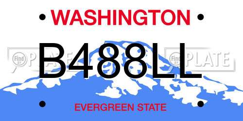 B488LL Washington License Plate
