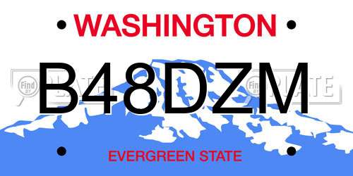 B48DZM Washington License Plate