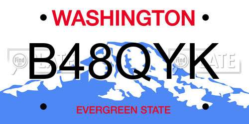 B48QYK Washington License Plate