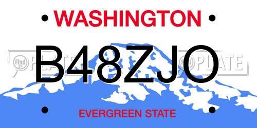 B48ZJO Washington License Plate