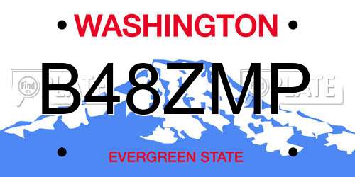 B48ZMP Washington License Plate