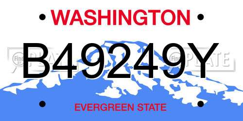 B49249Y Washington License Plate