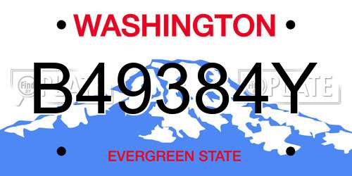 B49384Y Washington License Plate