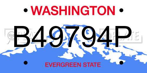 B49794P Washington License Plate