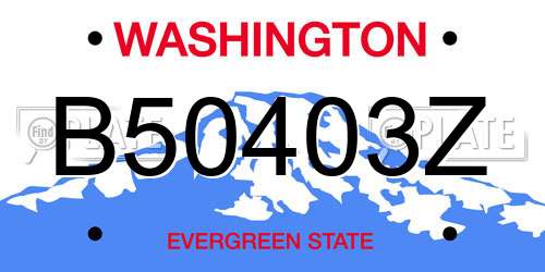 B50403Z Washington License Plate