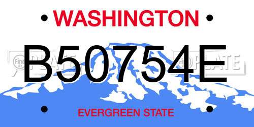 B50754E Washington License Plate