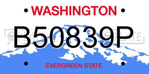 B50839P Washington License Plate