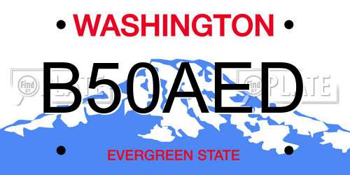B50AED Washington License Plate