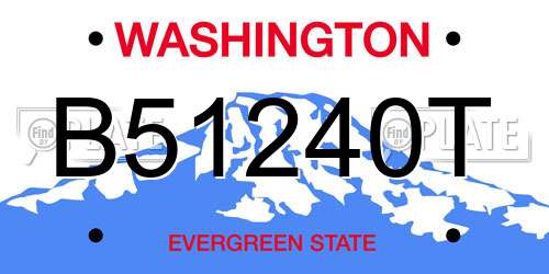 B51240T Washington License Plate