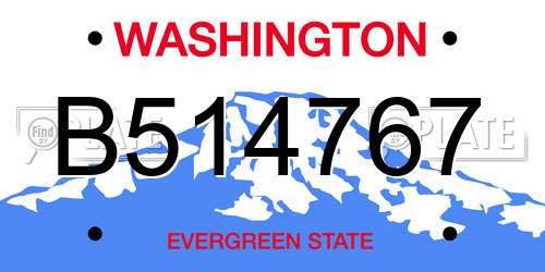 B514767 Washington License Plate