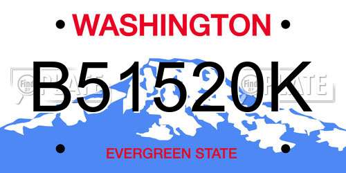 B51520K Washington License Plate