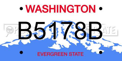 B5178B Washington License Plate