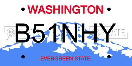 B51NHY Washington License Plate