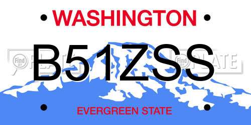 B51ZSS Washington License Plate