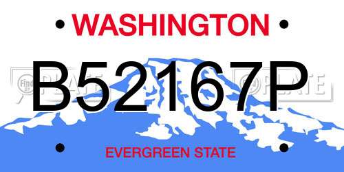B52167P Washington License Plate