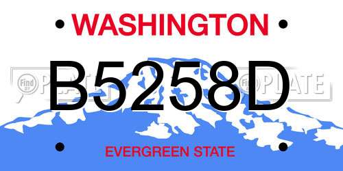 B5258D Washington License Plate