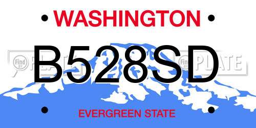 B528SD Washington License Plate