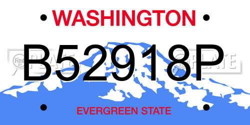 B52918P Washington License Plate